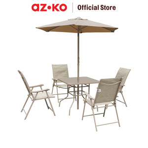 [EZO.0803854] AZKO Soleil Sunny Set Kursi Dan Meja Teras Dengan Payung