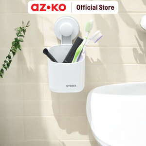 [EZO.0803921] AZKO Stora Tempat Sikat Gigi Dengan Suction Cup - Putih