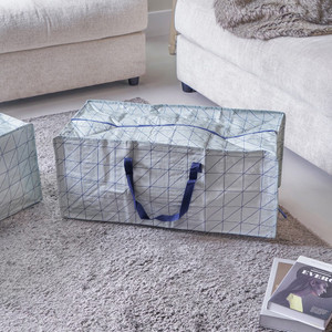 [EZO.0803968] AZKO Stora Set 2 Pcs Tas Penyimpanan - Biru Foldable Storage Bag Tas Organizer Lipat Tempat Simpan Serbaguna Dengan Handle - Abu-abu