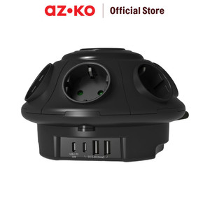 [EZO.0803993] AZKO Krisbow Stop Kontak Ufo 6 Soket Dengan 4 Port Usb A & C