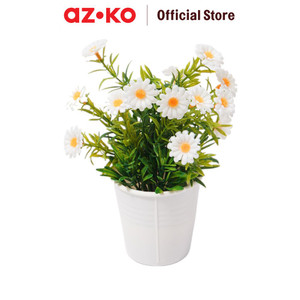 [EZO.0804013] AZKO Arthome Bunga Artifisial Grass Daisy Potted  - Putih
