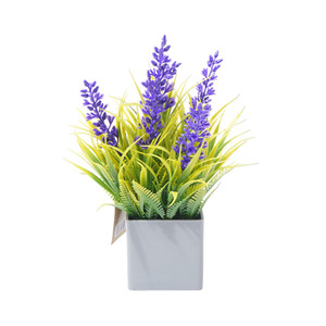 [EZO.0804014] AZKO Arthome Bunga Artifisial Grass Lavender Dengan Pot - Ungu - Biru