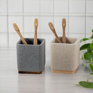 [EZO.0804044] AZKO Stora Tempat Sikat Gigi Polyresin Toothbrush Holder Organizer Alat Pembersih Gigi Wadah Odol Aksesoris Kamar Mandi - Krem