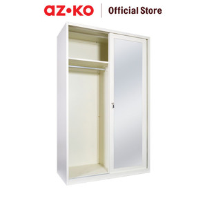 [EZO.0804072] AZKO Masterspace 122X55X195 Cm Lemari Pakaian 2 Pintu Geser - Putih