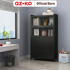 [EZO.0804076] AZKO Stora Kabinet Kantor Metal 5 Tingkat Dengan 4 Pintu - Hitam