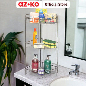 [EZO.0804099] AZKO Stora Rak Sudut Kamar Mandi Chrome 3 Tingkat - Hitam