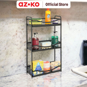 [EZO.0804103] AZKO Stora Rak Kamar Mandi Aluminium 3 Tingkat - Hitam