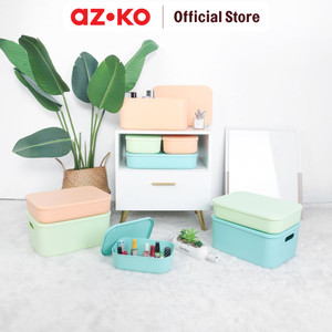 [EZO.0804111] AZKO Stora 36.5x26x8 Cm Kotak Penyimpanan Dengan Tutup - Biru