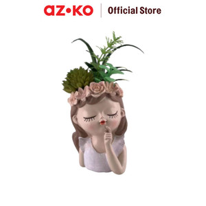 [EZO.0804211] AZKO Arthome Tanaman Artifisial Sukulen Dengan Pot Cream