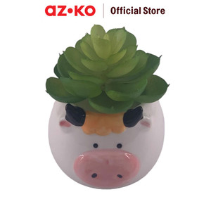 [EZO.0804218] AZKO Arthome Tanaman Artifisial Sukulen Dengan Pot Anima Cow