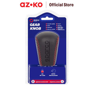 [EZO.0804284] AZKO Sparco Kepala Tuas Gigi Mobil Carbon Leather - Merah