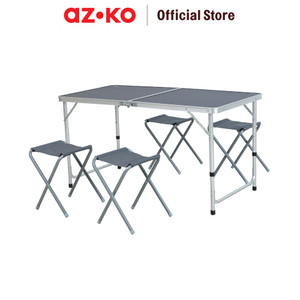 [EZO.0804288] AZKO Soleil Set 5 Pcs Bangku & Meja Lipat Serbaguna - Abu-Abu