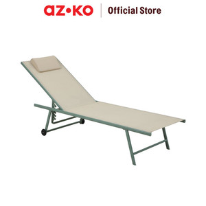 [EZO.0804289] AZKO Soleil Kursi Pantai 5 Posisi Dengan Bantal & Roda - Putih Ivory