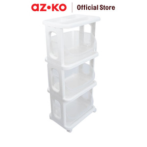 [EZO.0804343] AZKO Stora Rak Troli 3 Tingkat Dengan Plastik Bowl - Putih