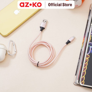 [EZO.0804376] AZKO Ataru Kabel Charger Lightning Nylon Braided - Pink