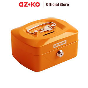 [EZO.0804436] AZKO Krisbow 15.8X12X8 Cm Cash Box Manual Lock - Oranye