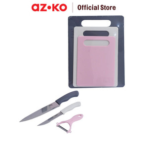 [EZO.0804458] AZKO Kris Set 6 Pcs Pisau Dapur Dengan Talenan - Ungu Lavender
