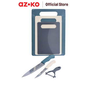 [EZO.0804459] AZKO Kris Set 6 Pcs Pisau Dapur Dengan Talenan - Biru