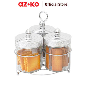 [EZO.0804461] AZKO Kris Set 3 Pcs Stoples Kaca Dengan Rak - Silver