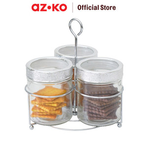 [EZO.0804462] AZKO Kris Set 3 Pcs Stoples Kaca Dengan Rak Metal