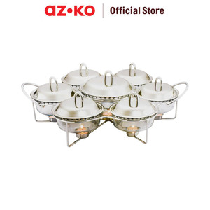 [EZO.0804467] AZKO Delicia Set 7 Pcs Sabinex Penghangat Makanan Dengan Dasar Putar