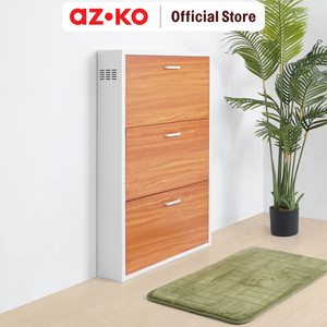 [EZO.0804498] AZKO Stora Kabinet Sepatu 3 Tingkat - Cokelat Organizer Sandal Dan Sepatu Rak Lemari Alas Kaki Serbaguna Tempat Penyimpanan Sendal