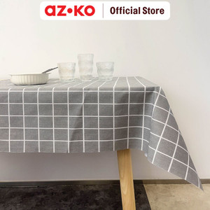 [EZO.0804507] AZKO Forhom 145x240 Cm Taplak Meja Pvc Checker - Abu-Abu