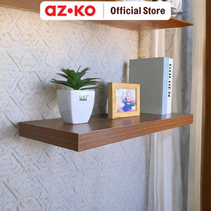 [EZO.0804538] AZKO Stora 90 cm Rak Dinding Dekorasi - Cokelat Walnut