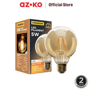 [EZO.0804573] AZKO Eglare Bohlam Led Fillamen Globe 5 Watt G95 E27 - Warm White