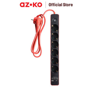 [EZO.0804575] AZKO Krisbow Stop Kontak 6 Socket Dengan Port Usb & Type C - Merah