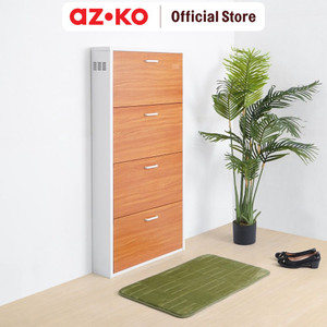 [EZO.0804623] AZKO Stora Kabinet Sepatu 4 Tingkat - Cokelat Organizer Sandal Dan Sepatu Rak Lemari Alas Kaki Serbaguna Tempat Penyimpanan Sendal