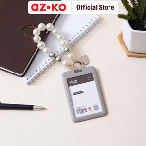 [EZO.0804661] AZKO Ataru Holder Id Card Dengan Beads - Abu-Abu