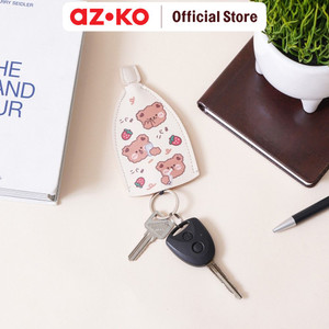 [EZO.0804662] AZKO Ataru Gantungan Kunci Pu Print Pull Out - Krem