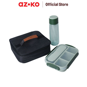 [EZO.0804724] AZKO Kris Kotak Makan 3 Sekat Dengan Botol Minum & Tas - Hijau
