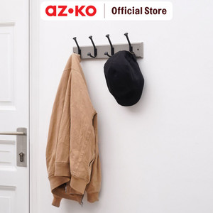 [EZO.0804755] AZKO Stora 45x7x7 Cm Gantungan Pakaian Dinding 4 Kait - Abu-Abu