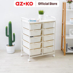 [EZO.0804760] AZKO Stora Rak Penyimpanan Dengan 10 Tray Plastik - Putih