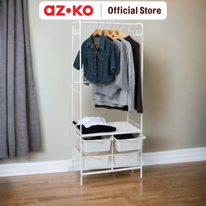 [EZO.0804761] AZKO Stora Gantungan Pakaian Dengan 4 Tray Plastik