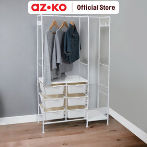 [EZO.0804764] AZKO Stora Gantungan Pakaian Dengan 6 Tray Plastik