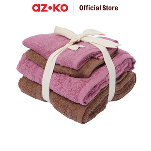 [EZO.0804809] AZKO Forhom Set 4 Pcs Handuk Mandi & Olahraga - Pink/Cokelat