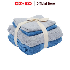[EZO.0804810] AZKO Forhom Set 4 Pcs Handuk Mandi & Olahraga - Abu-Abu/Biru