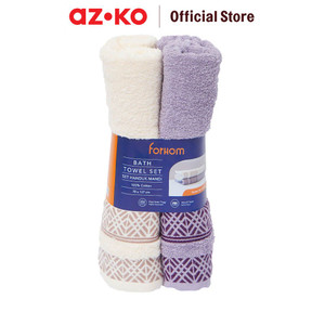[EZO.0804811] AZKO Forhom 70x137 Cm Set 2 Pcs Handuk Mandi - Ungu Lavender/Krem