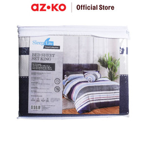 [EZO.0804821] AZKO Sleeplite 180X200 cm Set 5 Pcs Seprai King Polyester Stripe Skye