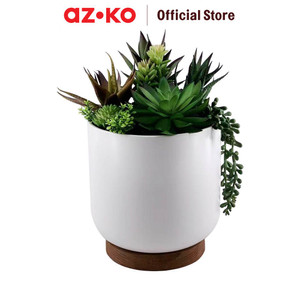 [EZO.0804856] AZKO Arthome 27 Cm Tanaman Artifisial Succulent Mix Dengan Pot Putih