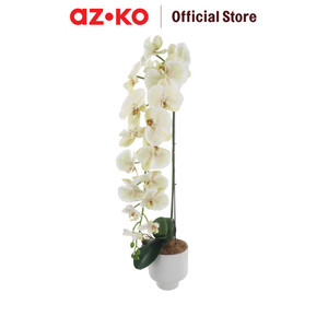 [EZO.0804863] AZKO Arthome Bunga Artifisial Orchid 1 Stem Dengan Pot - Putih