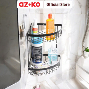 [EZO.0804931] AZKO Stora Rak Dinding Sudut Kamar Mandi 2 Tingkat