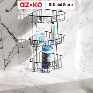 [EZO.0804938] AZKO Stora Rak Dinding Sudut Kamar Mandi 3 Tingkat