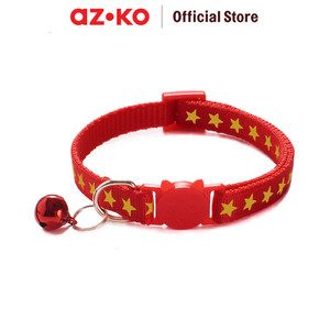 [EZO.0805028] AZKO Paws N Tali Kalung Kucing Star Print - Merah