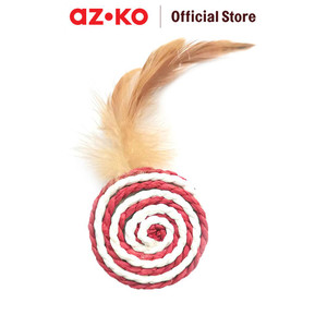 [EZO.0805037] AZKO Paws N Tail Mainan Kucing Woven Bulu Round - Merah