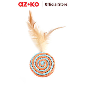 [EZO.0805038] AZKO Paws N Tail Mainan Kucing Woven Round Dengan Bulu - Biru