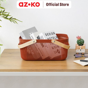 [EZO.0805040] AZKO Stora 40x25x18 Cm Keranjang Penyimpanan Wood Handle - Merah